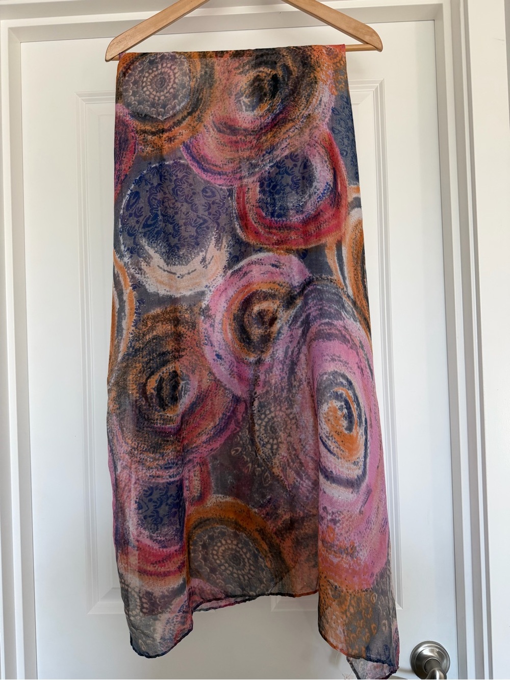 Multi-Color Abstract Print scarf - Pink & Blue